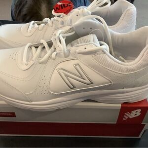 New Balance White and Silver Sneakers